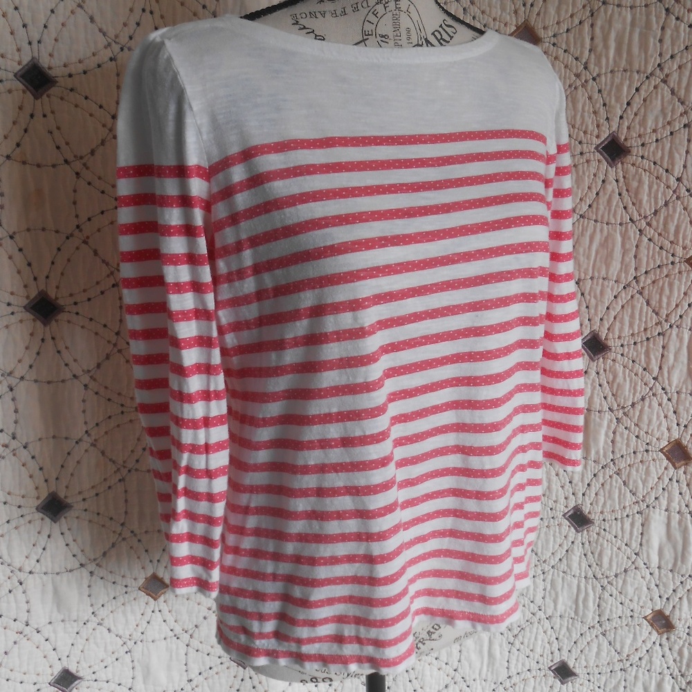EUC LOFT Sunwashed Bateau Striped 3/4 Sleeve Top M